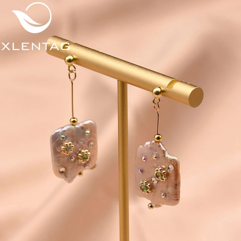 Vintage Baroque Pink Pearl Drop Earrings For Women Engagement