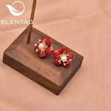 Freshwater Pearl Coral Flower Earrings 925 Silver Fine Jewelry
