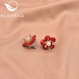 Freshwater Pearl Coral Flower Earrings 925 Silver Fine Jewelry