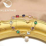 Colorful Crystals Freshwater Pearls Charm Bracelet Jewelry