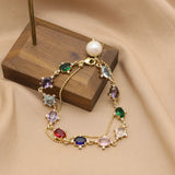 Colorful Crystals Freshwater Pearls Charm Bracelet Jewelry