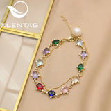 Colorful Crystals Freshwater Pearls Charm Bracelet Jewelry