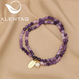 Xlentag Purple Crystal Bracelet Necklace Romantic Charm Jewelry