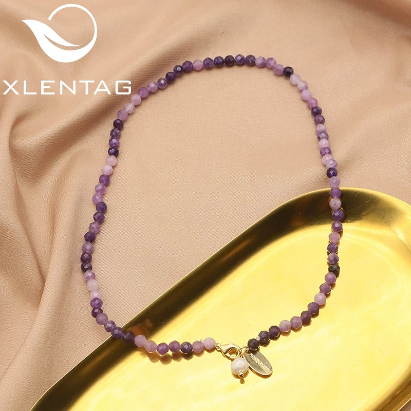 Xlentag Purple Crystal Bracelet Necklace Romantic Charm Jewelry