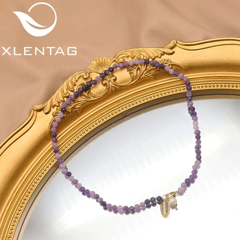 Xlentag Purple Crystal Bracelet Necklace Romantic Charm Jewelry