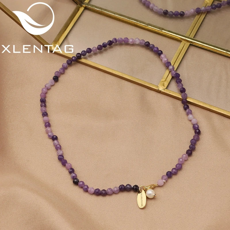 Xlentag Purple Crystal Bracelet Necklace Romantic Charm Jewelry