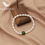 Green Jade Natural Freshwater Pearls Stretch Bracelet Charm Anniversary