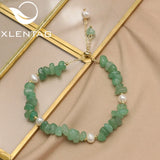 Green Tanglin Natural Pearls Pendant Bracelet Retro Fine Jewelry