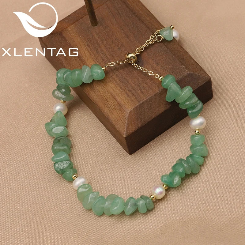 Green Tanglin Natural Pearls Pendant Bracelet Retro Fine Jewelry