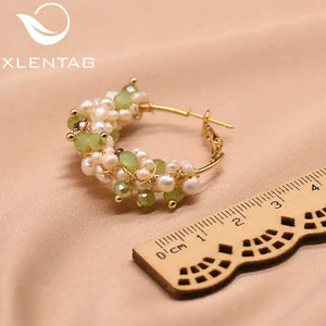 Xlentag Freshwater Pearl Hoop Earrings Retro Jewelry GE0652