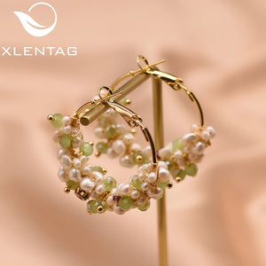 Xlentag Freshwater Pearl Hoop Earrings Retro Jewelry GE0652