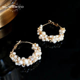 Xlentag Freshwater Pearl Hoop Earrings Retro Jewelry GE0652