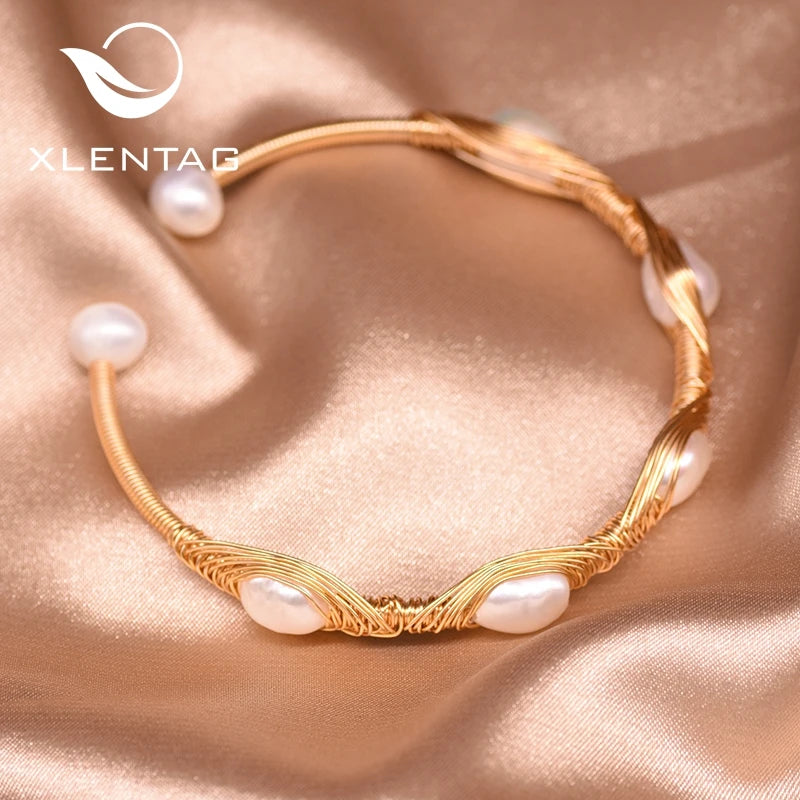 Xlentag Fresh Water Pearl Bangles Bracelet Wedding Party Fine Jewelry