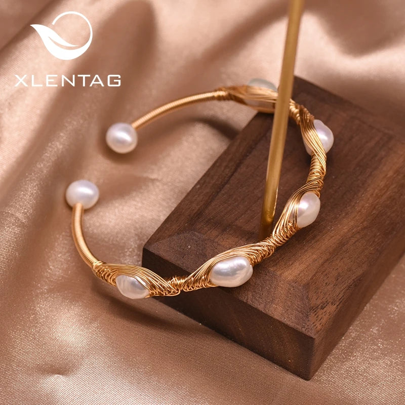 Xlentag Fresh Water Pearl Bangles Bracelet Wedding Party Fine Jewelry