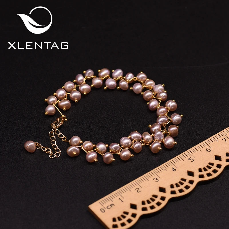 Xlentag Purple Pearl Bracelets For Women Wedding Fine Jewelry GB0193A