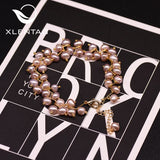 Xlentag Purple Pearl Bracelets For Women Wedding Fine Jewelry GB0193A
