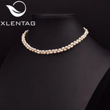 Xlentag Freshwater Pearl Double Braided Necklace 18k Plated High Jewelry
