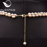 Xlentag Freshwater Pearl Double Braided Necklace 18k Plated High Jewelry