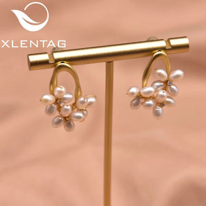 Xlentag Freshwater Pearl Flower Earrings GE1047