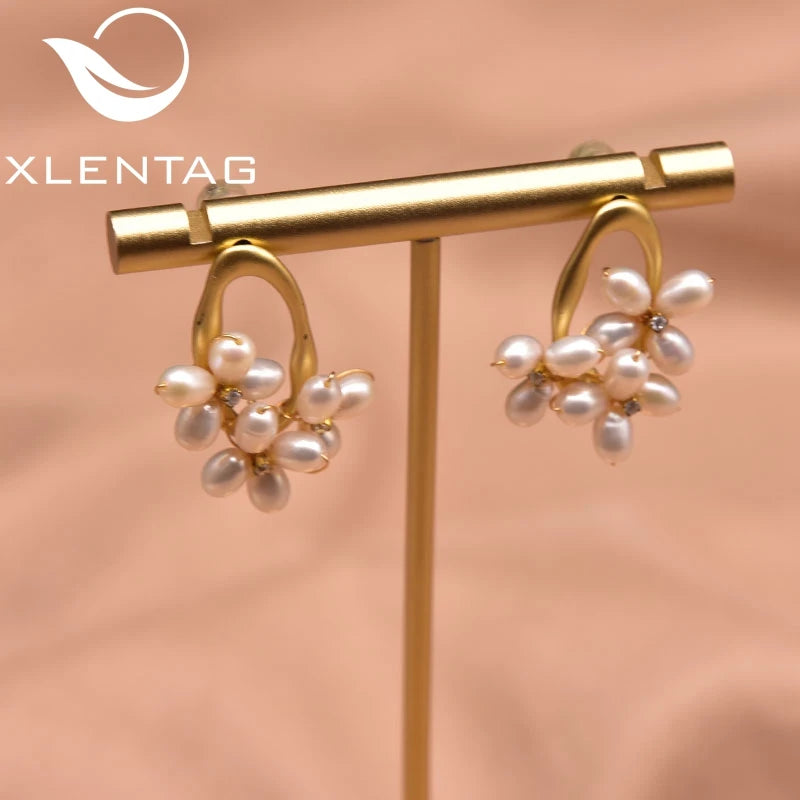 Xlentag Freshwater Pearl Flower Earrings GE1047