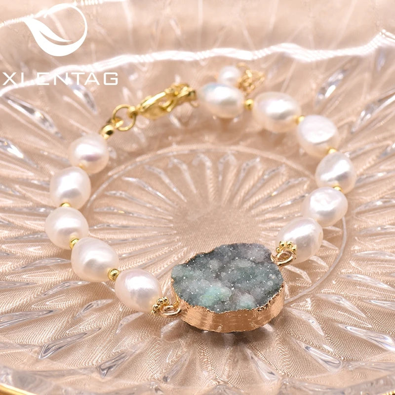 Xlentag Crystal Baroque Pearl Bracelet Adjustable Women Gift