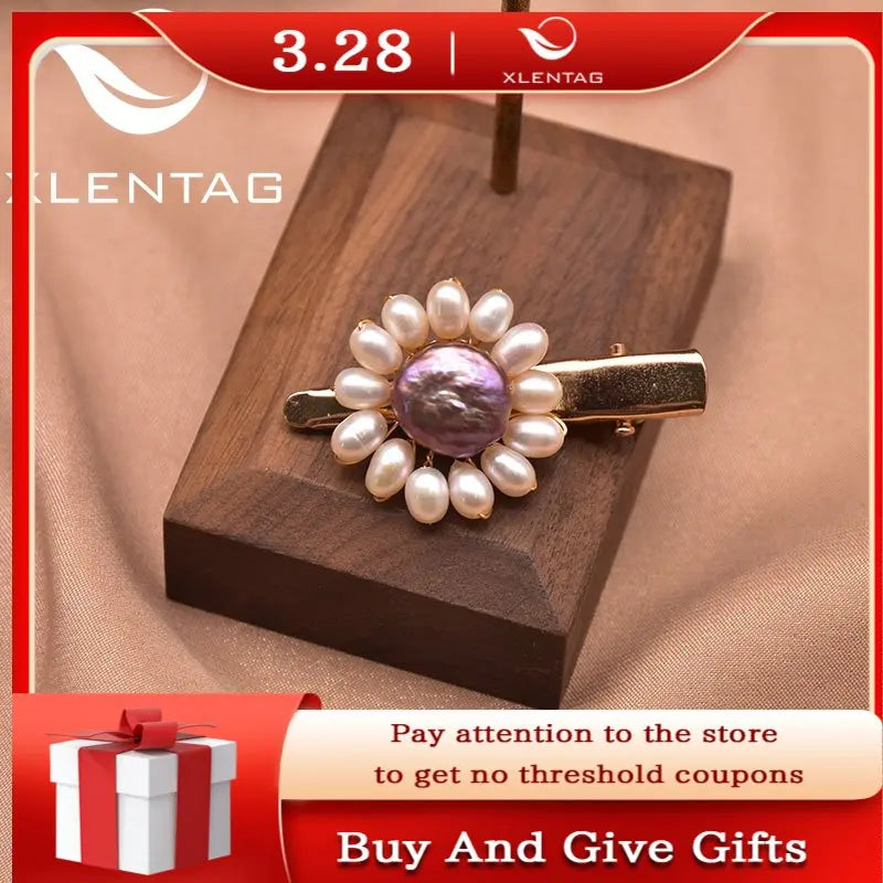 Baroque Freshwater Pearl Sun Flower Hairpin Wedding Party Gift