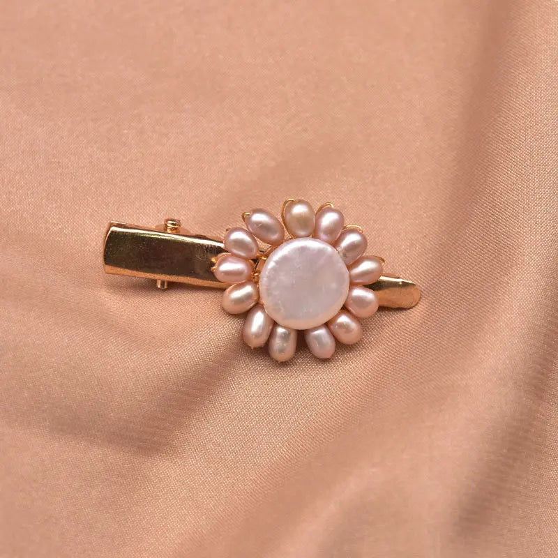 Baroque Freshwater Pearl Sunflower Hairpin for Women