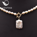Xlentag Square Pearl Pendant Necklace Plated 18k Women Wedding Engagement