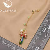 Long Chain Green Pearl Pendant Earrings Elegant Jewelry
