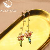 Long Chain Green Pearl Pendant Earrings Elegant Jewelry