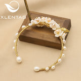 Xlentag Metal Winding Pearl Flowers Bracelet