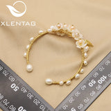 Xlentag Metal Winding Pearl Flowers Bracelet