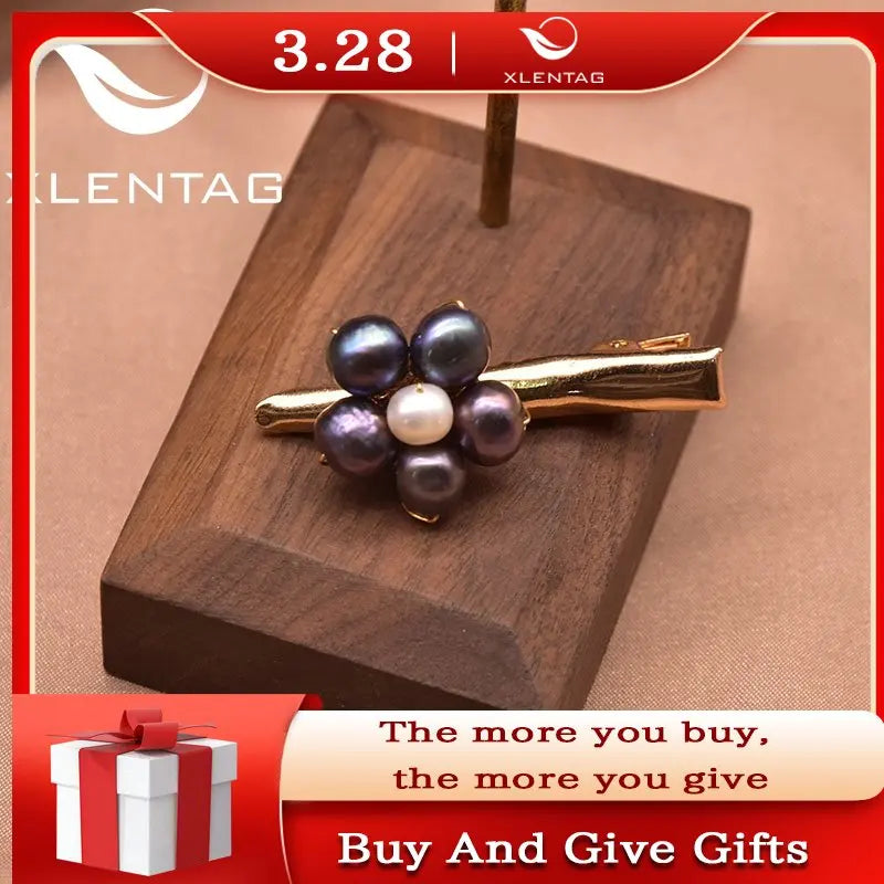 Natural Freshwater Pearl Flower Clip Retro Gift Jewelry GH0055