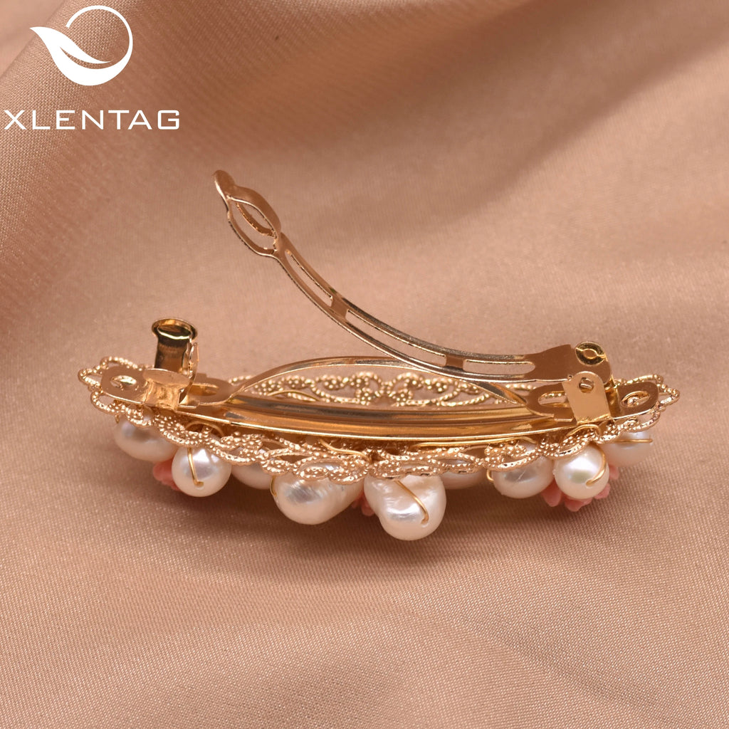 Natural Freshwater Pearl Coral Powder Hairpin Jewelry