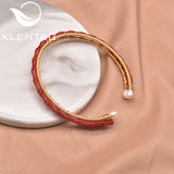 Natural Freshwater Pearl Coral Set Open Bracelet Wedding Retro Gift
