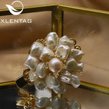Natural Freshwater Pearl Double Flower Hairpin for Women