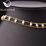 Xlentag Freshwater Pearl Set Necklace Brass 18k Plated Woman Wedding Jewelry