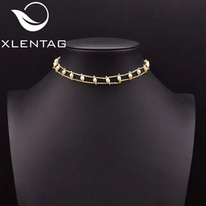 Xlentag Freshwater Pearl Set Necklace Brass 18k Plated Woman Wedding Jewelry