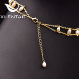 Xlentag Freshwater Pearl Set Necklace Brass 18k Plated Woman Wedding Jewelry