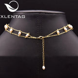 Xlentag Freshwater Pearl Set Necklace Brass 18k Plated Woman Wedding Jewelry