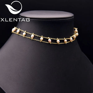Xlentag Freshwater Pearl Set Necklace Brass 18k Plated Woman Wedding Jewelry