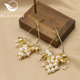 Xlentag Freshwater Pearl Golden Grape Drop Earrings