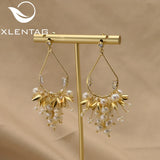 Xlentag Freshwater Pearl Golden Grape Drop Earrings