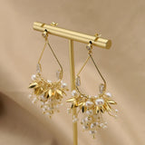 Xlentag Freshwater Pearl Golden Grape Drop Earrings