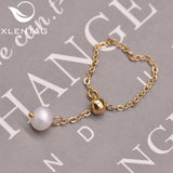 Freshwater Pearl Chain Link Female Ring Wedding Party Gift Jewelry