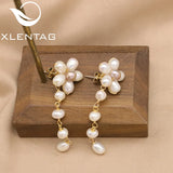 Xlentag Freshwater Pearl Earrings Dangle Flower Fine Jewelry