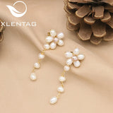 Xlentag Freshwater Pearl Earrings Dangle Flower Fine Jewelry