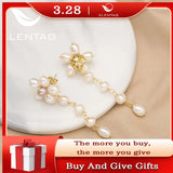 Xlentag Freshwater Pearl Earrings Dangle Flower Fine Jewelry