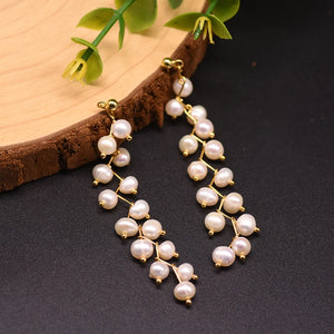 Natural Freshwater Pearl Tassel Earrings for Women GE0908C