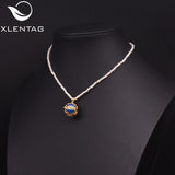 Xlentag Natural Pearl Cloisonne Style Necklace Female Gift Necklace Chain